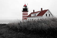 West Quoddy Head Light Known as the Candy Cane Light -BW